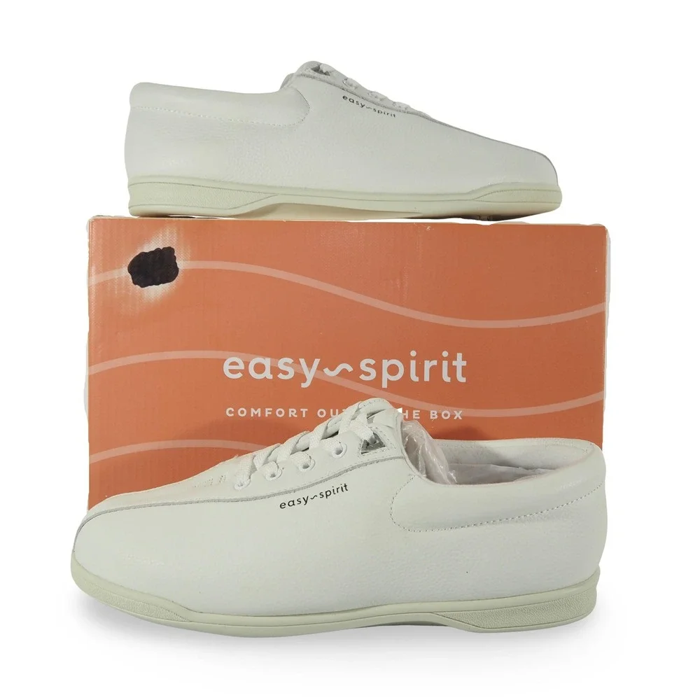 Easy Spirit AP1 Leather Casual Sneakers Womens 9.5WW White Walking Shoes ESAP1